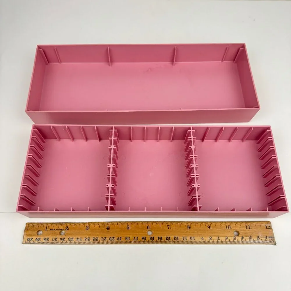 Vtg 1980s Cassette Tape Pink Hard Plastic w Lid The Dynasound Organizer Holds 24